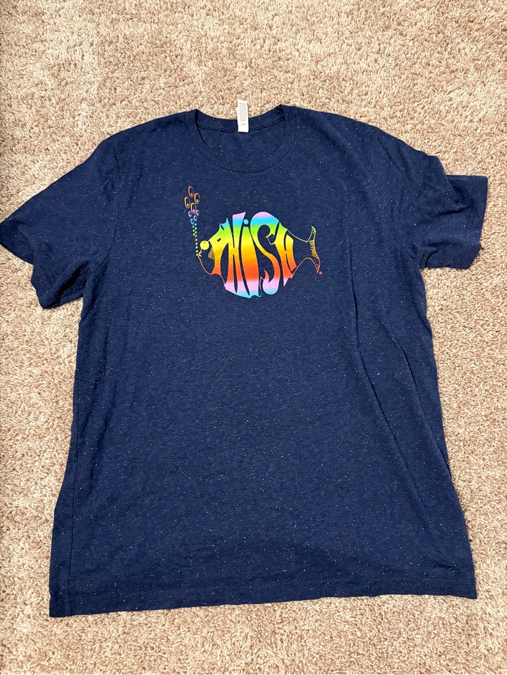 Bella Canvas Navy Short Sleeve Tee with Rainbow Fish Graphic